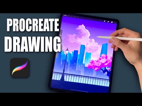 DRAWING CITYSCAPE WITH CHERRY BLOSSOM (#shorts)